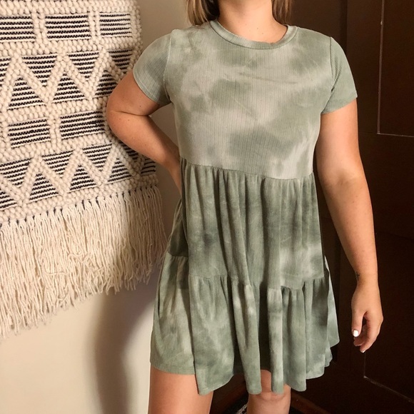 Green tye die mini dress - Picture 1 of 3